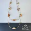 Çelik Doğal Taşlı Kolye