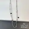 Çelik İkili Yıldız Detaylı Kolye