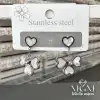 Çelik Sedefli Kalpli Yonca Küpe