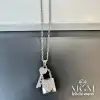 Çelik Zirkon Taşlı Anahtar Kilit Kolye