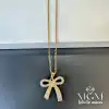 Çelik Zirkon Taşlı Fiyonk Kolye