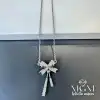 Çelik Zirkon Taşlı Fiyonk Kolye