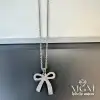 Çelik Zirkon Taşlı Fiyonk Kolye