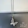 Çelik Zirkon Taşlı Kelebek Kolye