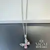 Çelik Zirkon Taşlı Kelebek Kolye