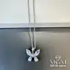 Çelik Zirkon Taşlı Kelebek Kolye
