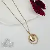Çelik Zirkon Taşlı Kolye