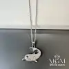 Çelik Zirkon Taşlı Yunus Balığı Kolye
