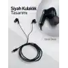 Dahili Mikrofonlu Type C Kablolu Kulaklık Siyah Gövde