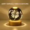 Dekoratif Yonca Görünümlü Işıklı Kristal Cam Küre USB Masa Gece Lambası