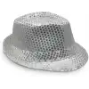 Disko  Gümüş Payetli Fötr Şapka Yetişkin Boy