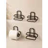 Duvara Yapışkanlı WC Kağıtlık Siyah Metal 4 Adet Tuvalet Kağıdı Rulo Askısı