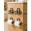 Duvara Yapışkanlı WC Kağıtlık Siyah Metal 4 Adet Tuvalet Kağıdı Rulo Askısı