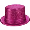 Fuşya Simli Glitter Silindir Parti Şapkası