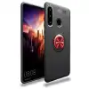 Huawei Y6p Kılıf Range Yüzüklü Silikon - Siyah-kırmızı