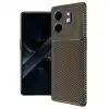İnfinix Smart 9 Kılıf Auto Focus Karbon Kapak - Kahverengi