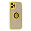 İphone 11 Pro Max Kılıf Montreal Yüzüklü Silikon Kapak - Sarı