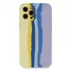 İphone 12 Pro Max Kılıf Ebruli Lansman Silikon - Sarı-lila