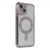 İphone 13 Kılıf Joke Simli Magneticsafe Kılıf - Pembe
