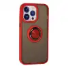 İphone 13 Pro Max Kılıf Montreal Yüzüklü Silikon Kapak - Kırmızı