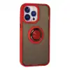 İphone 13 Pro Max Kılıf Montreal Yüzüklü Silikon Kapak - Kırmızı