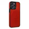 İphone 13 Pro Max Kılıf Ozzi Magsafe Deri Kapak - Kırmızı