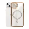 İphone 14 Kılıf Joke Simli Magneticsafe Kılıf - Gold