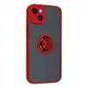 İphone 14 Kılıf Montreal Yüzüklü Silikon Kapak - Kırmızı