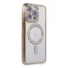 İphone 14 Pro Kılıf Joke Simli Magneticsafe Kılıf - Gold