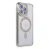 İphone 14 Pro Max Kılıf Joke Simli Magneticsafe Kılıf - Gümüş