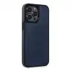 İphone 15 Pro Kılıf Ozzi Magsafe Deri Kapak - Lacivert