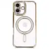 İphone 16 Kılıf Joke Simli Magneticsafe Kılıf - Gold