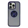 İphone 16 Pro Max Kılıf Montreal Yüzüklü Silikon Kapak - Lacivert