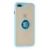 İphone 7 Plus Kılıf Montreal Yüzüklü Silikon Kapak - Buz Mavi