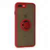 İphone 7 Plus Kılıf Montreal Yüzüklü Silikon Kapak - Kırmızı
