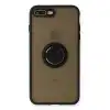 İphone 7 Plus Kılıf Montreal Yüzüklü Silikon Kapak - Siyah
