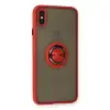 İphone X Kılıf Montreal Yüzüklü Silikon Kapak - Kırmızı