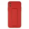 İphone Xs Max Kılıf Coco Deri Standlı Kapak - Kırmızı