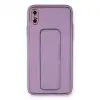 İphone Xs Max Kılıf Coco Deri Standlı Kapak - Koyu Lila