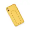 İphone Xs Max Kılıf Coco Deri Standlı Kapak - Sarı