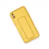 İphone Xs Max Kılıf Coco Deri Standlı Kapak - Sarı