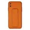 İphone Xs Max Kılıf Coco Deri Standlı Kapak - Turuncu