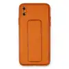İphone Xs Max Kılıf Coco Deri Standlı Kapak - Turuncu