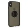 İphone Xs Max Kılıf Montreal Yüzüklü Silikon Kapak - Siyah