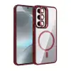 Joko Samsung Galaxy S25 Remim Lensli Magsafe Standlı Kapak - Bordo