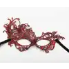 Kırmızı Renk Dantel Örgü İşlemeli Parti Maskesi Model 1