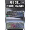 Led Işıklı Oyuncu Klavye Usb Girişli RGB Işıklı Q Klavye Mouse Hediyeli