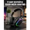Mikrofonlu Bluetooth Kulak Üstü Kulaklık RGB Aydınlatmalı Type-C Şarjlı