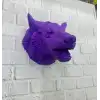 Mor Renk 3D Kurt Başı Duvar Dekoru Asılabilir Maskot Heykel 25x19 cm