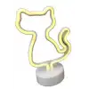 Neon Işıklı Kedi Lamba Pil+usb Pembe Işık Mz-122